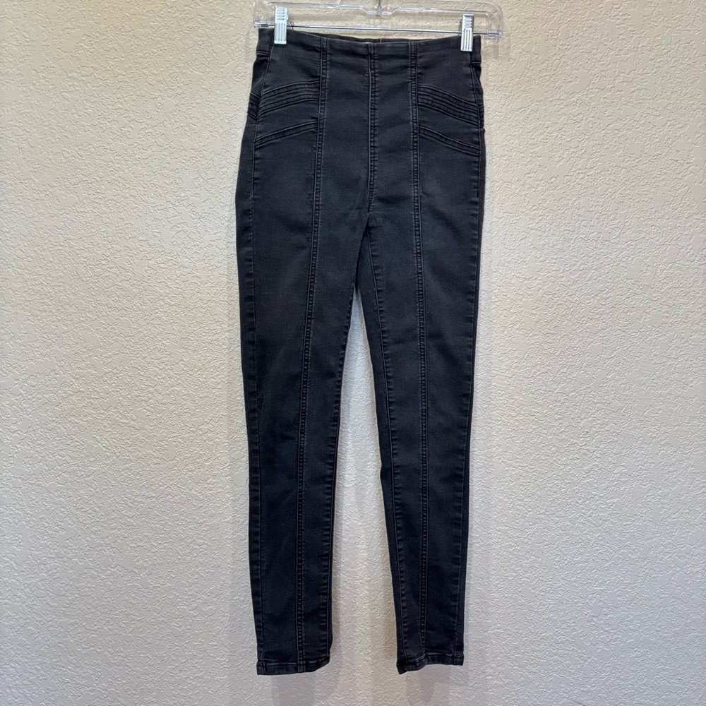 Free People | We the Free Feel Alright Pull On Skinny Jeans in Rinse Black Sz 25 - Picture 4 of 11